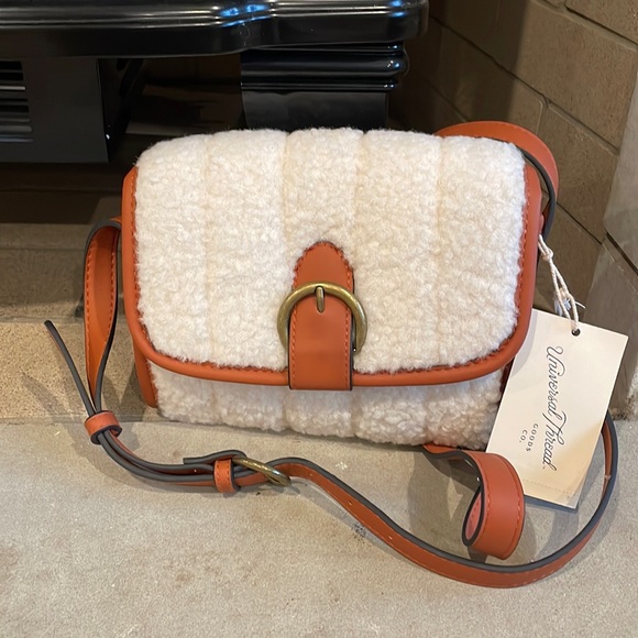 Universal Thread Handbags - NWT Universal Thread Sherpa crossbody bag cognac faux leather